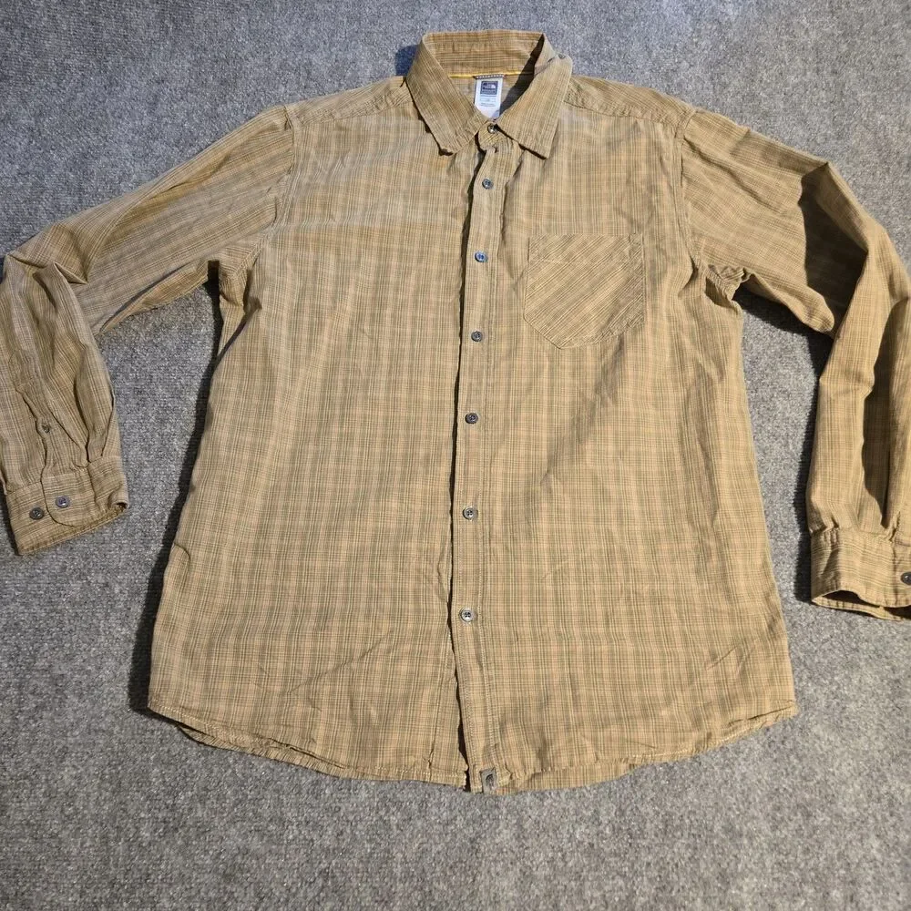 The North Face Shirt Mens Large Green Button Front Long Sleeve Pocket Cotton